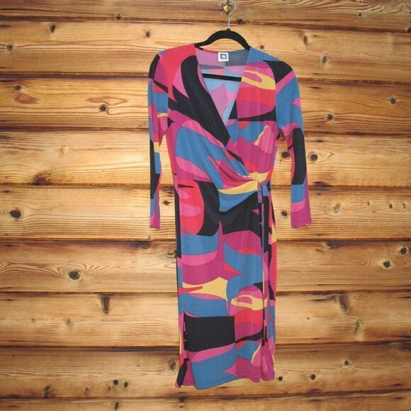 Multi Color Jersey Wrap Dress - Picture 1 of 7